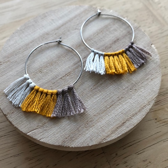 Handmade Tassel Hoop Earrings - Picture 2 of 4